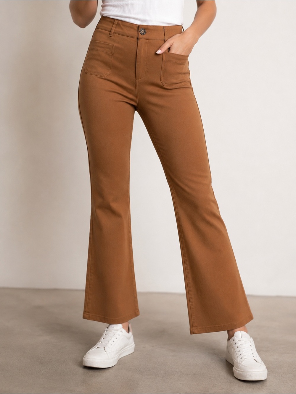 Jules & Leopold High-Rise Flare Pants in Cognac Brown NWT size Small woman’s